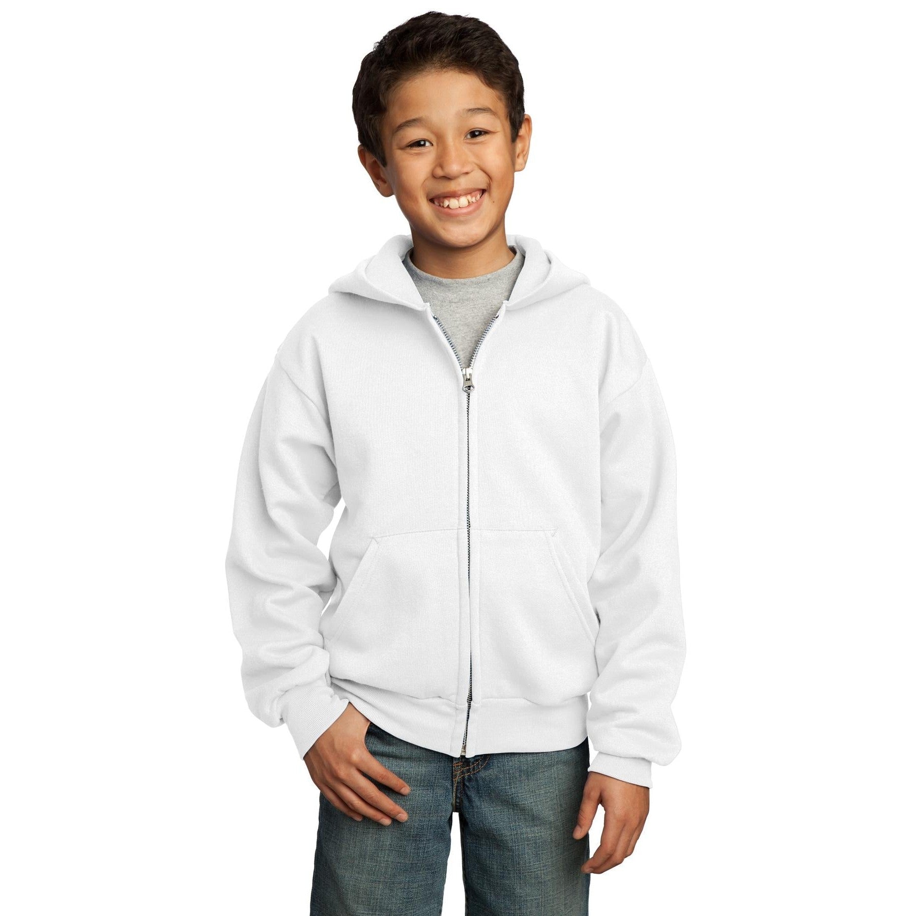 Port & Company-Port & Company® - Youth Core Fleece Full-Zip Hooded Sweatshirt. PC90YZH-MedTech-17